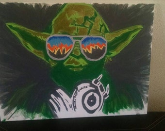 16x20 Star Wars Yoda in Sunglasses by MixMyArt on Etsy