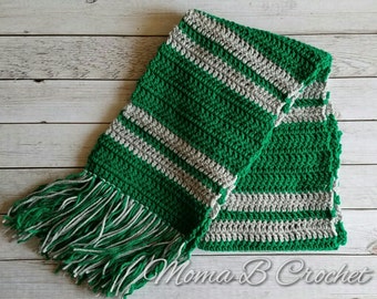 Crochet Harry Potter Scarf, Slytherin House Scarf, Slytherin Scarf, Harry Potter Scarf, Slytherin House Scarf