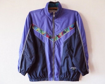 Vintage 80s Windbreaker Colorblock Parka Purple Hipster Jacket Purple Windbreaker Lightweight Jacket Jogging Jacket Unisex Small to Large