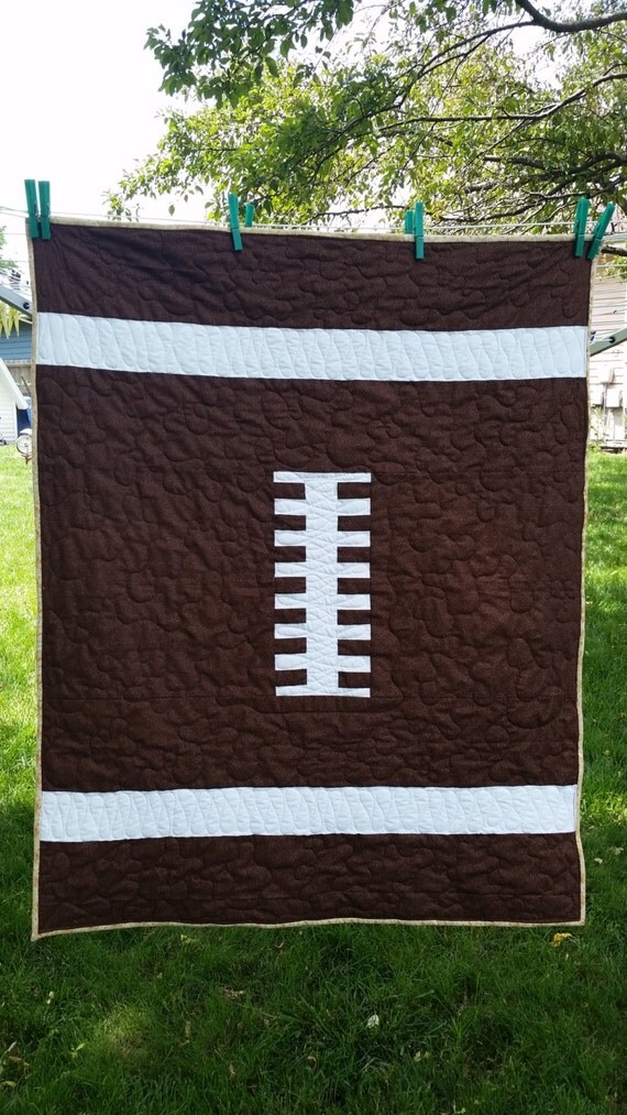 Football Quilt Lap/ Throw Quilt Sports Toddler by GAndTheBear