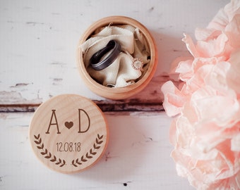 Engraved Wedding Ring Box, Wooden Ring Box, Wedding Gift, Ring Bearer Box, Engraved Wooden Box, Custom Initials Box, With This Ring Box