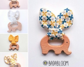 Elephant 100% organic wood teething ring