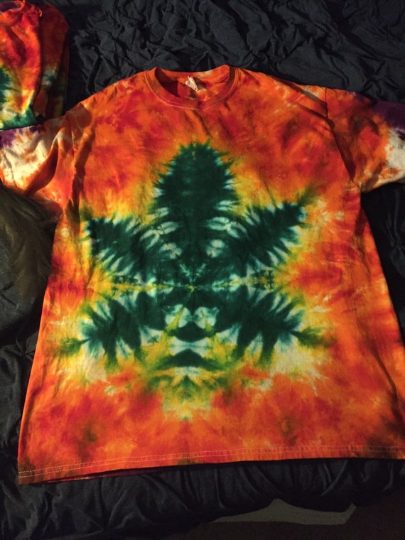 Tie dye Pot Leaf Weed Hippie Shirt by MunkasTieDye on Etsy