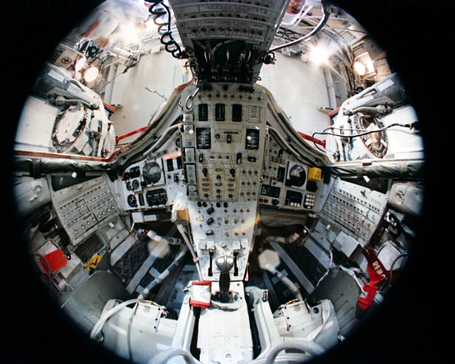 Fish-Eye Lens View of Interior of Gemini 7 Spacecraft 5X7