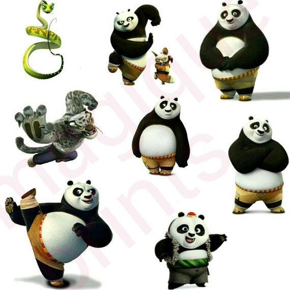 Items similar to kung fu panda stickers, kung fu panda clipart, disney ...