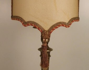 burnished brass lamp with parchment shade