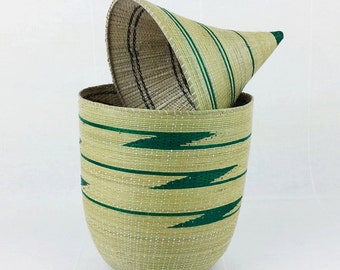 Lot de 3 paniers décoration africaine Masai, panier ethnique maison multicolore
