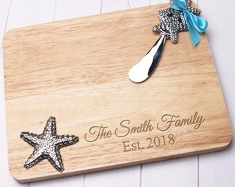 Starfish Engraved Cheese /Cutting Board Set