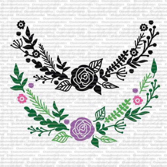 Download floral design svg file for monogram rose by ChameleonCuttables