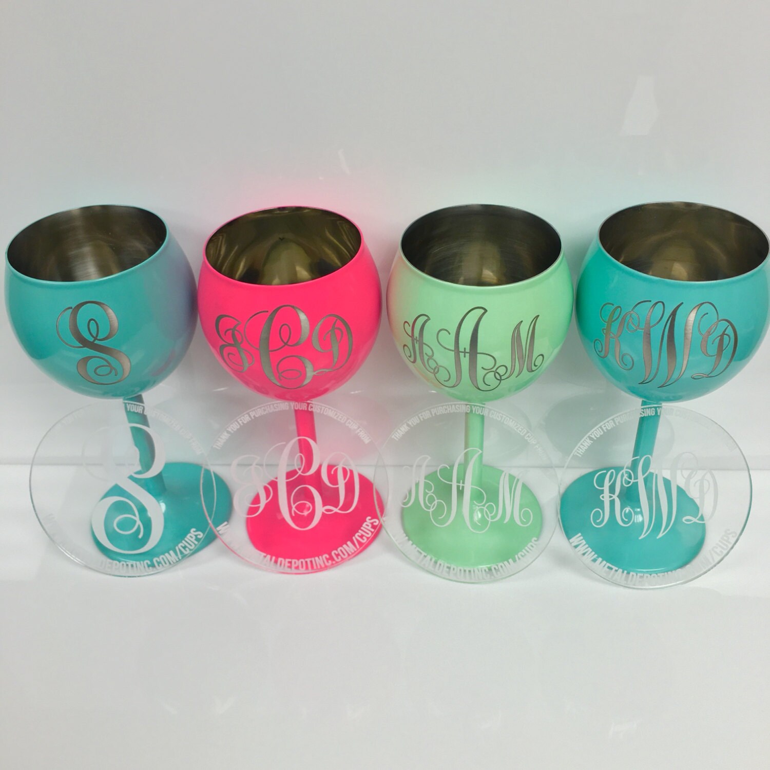 Powder Coated Stainless Steel Wine Glass With Laser by MetalDepot