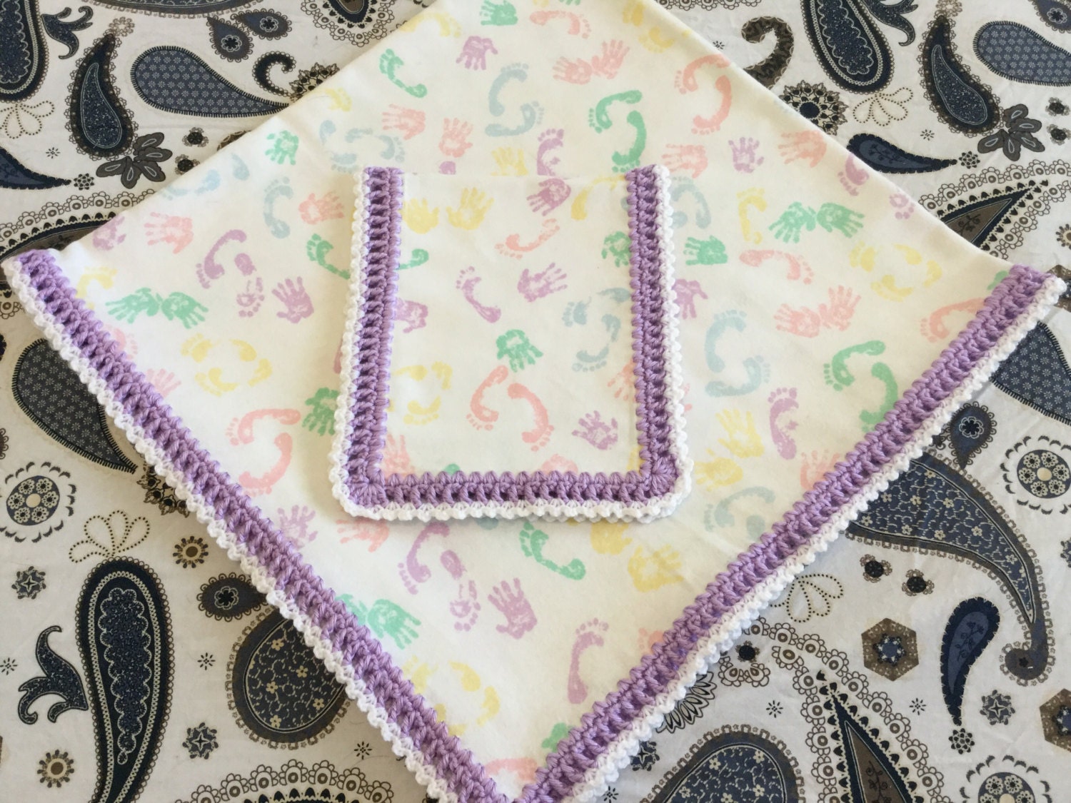 Baby Receiving Blanket baby Handprints baby Footprints