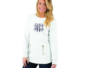 Monogram Womans Tunic Sweatshirt Long - Monogram sweatshirt - Womans Sweatshirt - White Sweatshirt