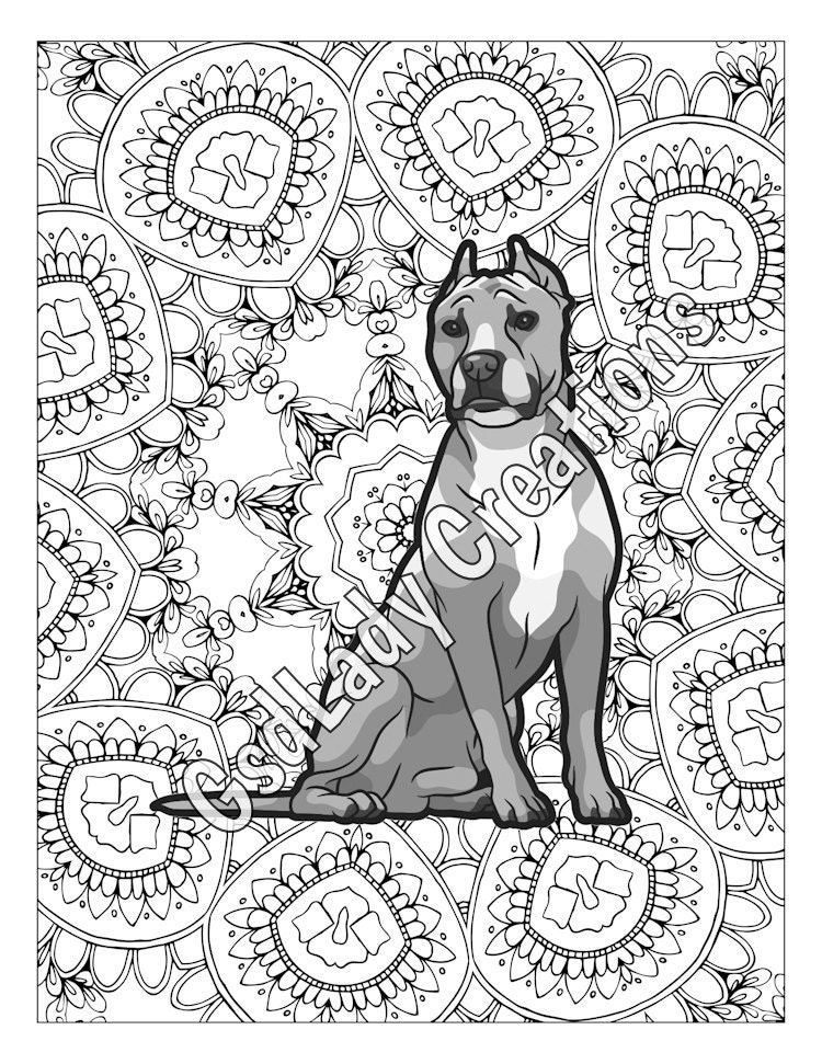 Greyscale Coloring Page American Staffordshire Pit Bulls