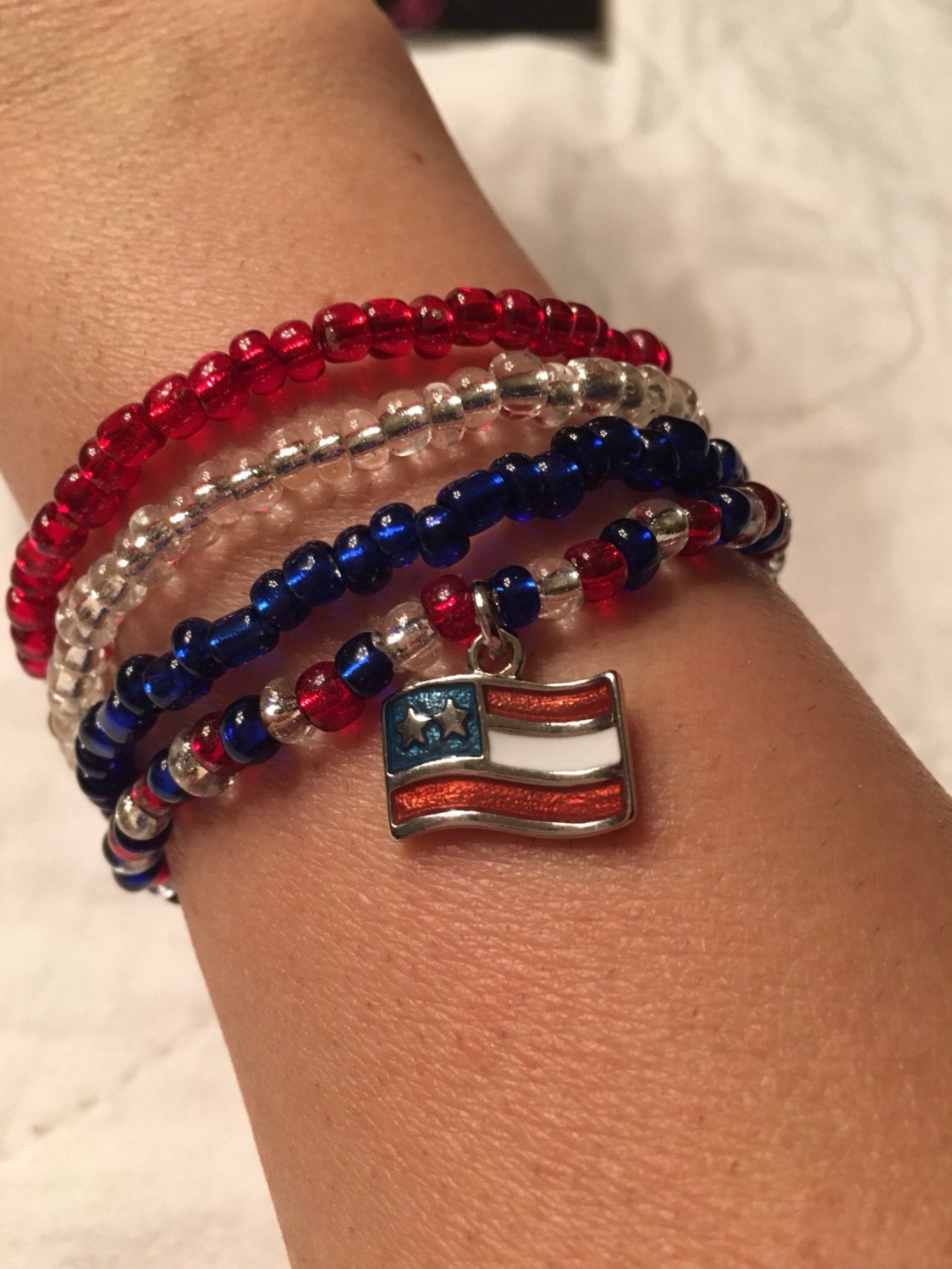 American Flag Charm Bracelet Set