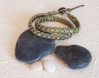 Double small crystals bracelet Chan Luu "Light green-Multicolor"