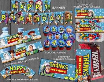 Toy Story, Custom, party package, Birthday, Card, Invite, custom, Label, invitation, party, printable, Invite, favor, banner, set, Woody