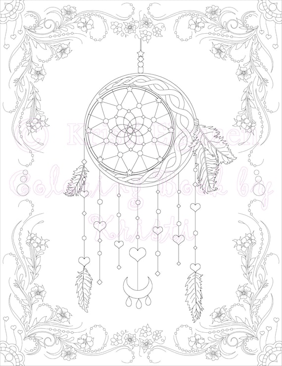 Adut Coloring Page Fantasy Art Dream Catcher Coloring Page