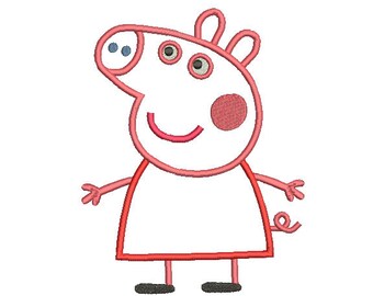 4 sizes Peppa Pig Applique Design, Peppa Pig Embroidery Design, Machine Embroidery Pattern, Instant Download