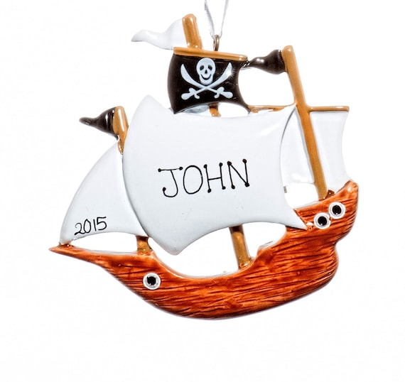 Pirate Ship Personalized Christmas Ornament custom name