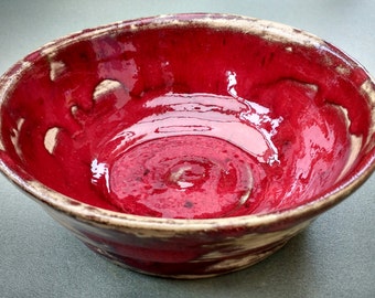 Red ceramic bowl | Etsy