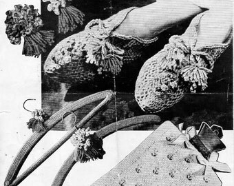 vintage crochet shopping bag crochet pattern knitted hot water bottle cover ladies slippers clothes hanger Knitting pattern Instant Download