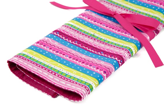 Knitting Needle Case - Secret - IN STOCK Large Organizer 30 pink pockets for all sizes or paint brushes