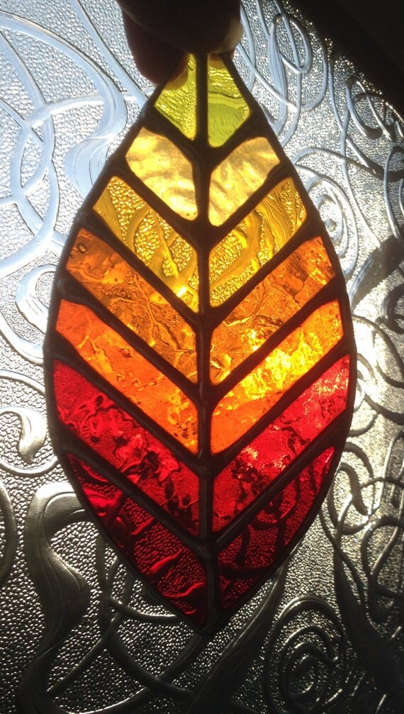 Autumn Leaf Beautiful Fall Stained Glass Suncatcher