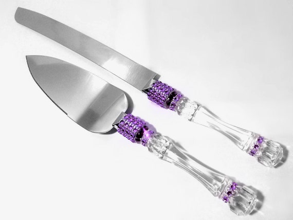  Purple  Cake  Server Purple  Cake  Knife  by WeddingStuffNThings