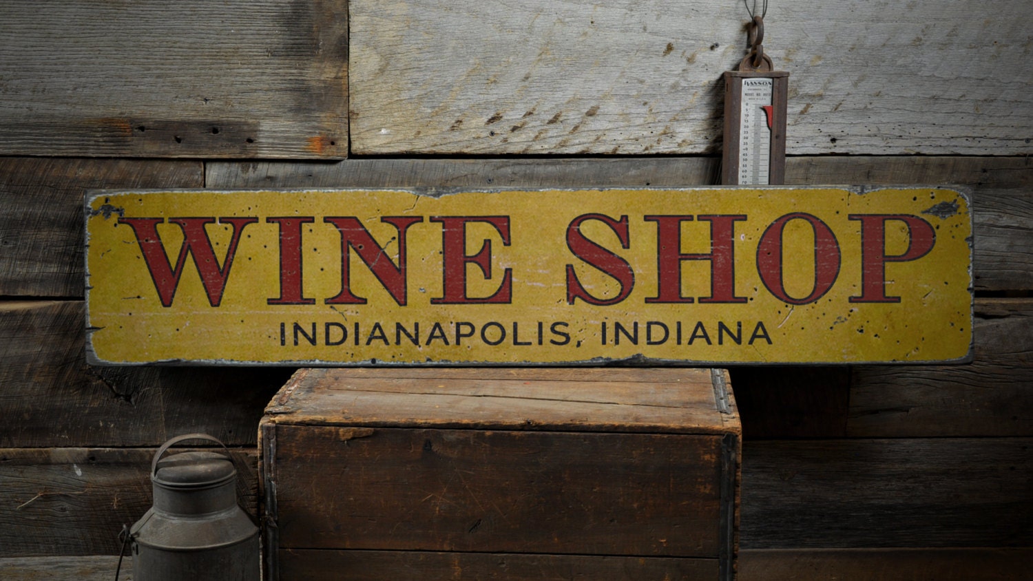 Wine Shop Wood Sign Custom Store Location City State Sign