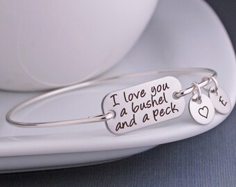 I Love You a Bushel and a Peck Bracelet, Nursery Rhyme Jewelry, Christmas Gift from Daughter