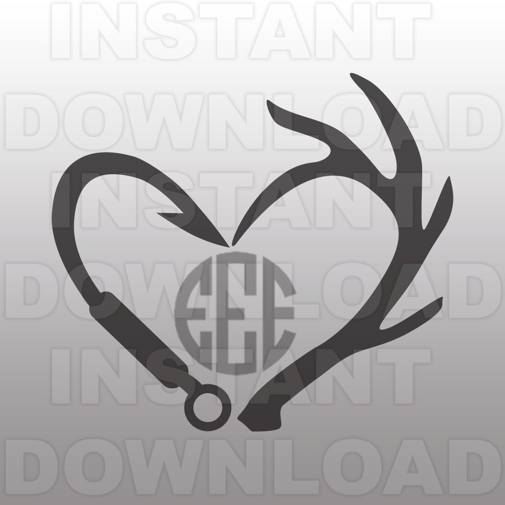 Download Hook and Antler SVG FileFishing SVGHunting svgMonogram