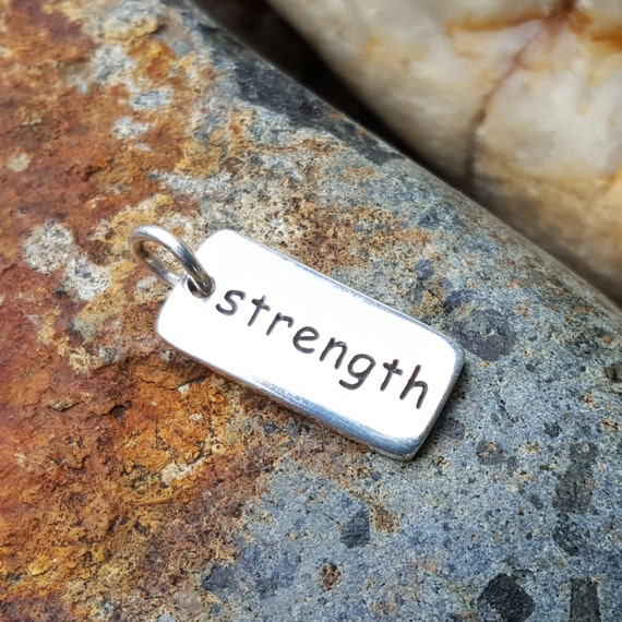 Strength Necklace Charm Sterling Silver Word Necklace