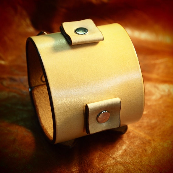 Leather wrist cuff Best quality Tan Depp style bracelet Made for You in NYC by Freddie Matara