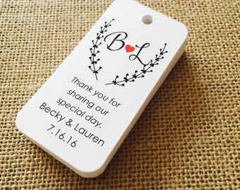 Wedding Monogram Tags, Product Tags, Personalized Tags,Product Tags, Gift Tags, Personalized, Custom Tags - Set of 20