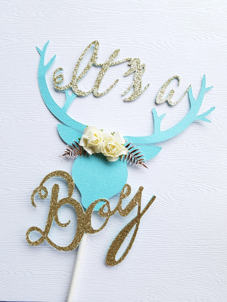 It's a Boy Deer Head Cake Topper Tribal Brave Baby by EMTsweeetie