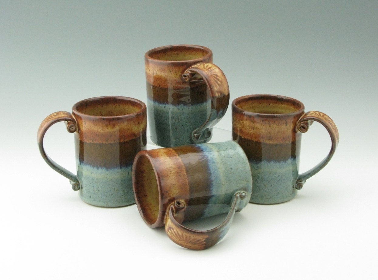 Pottery Coffee Mug ONE Large 16 oz Stoneware Cafe Mug