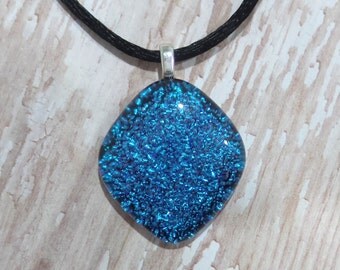 Items similar to Laminin Cross Necklace - Fused Blue Dichroic w ...