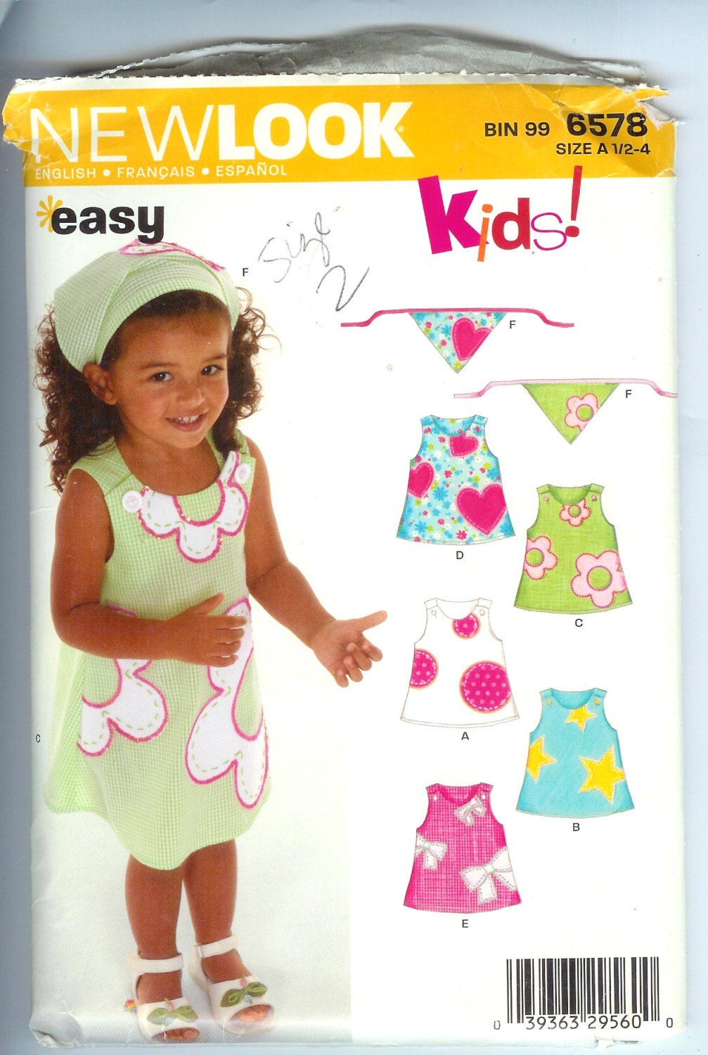 Simplicity Child and Toddlers DRESS Sewing Pattern 6578 Size