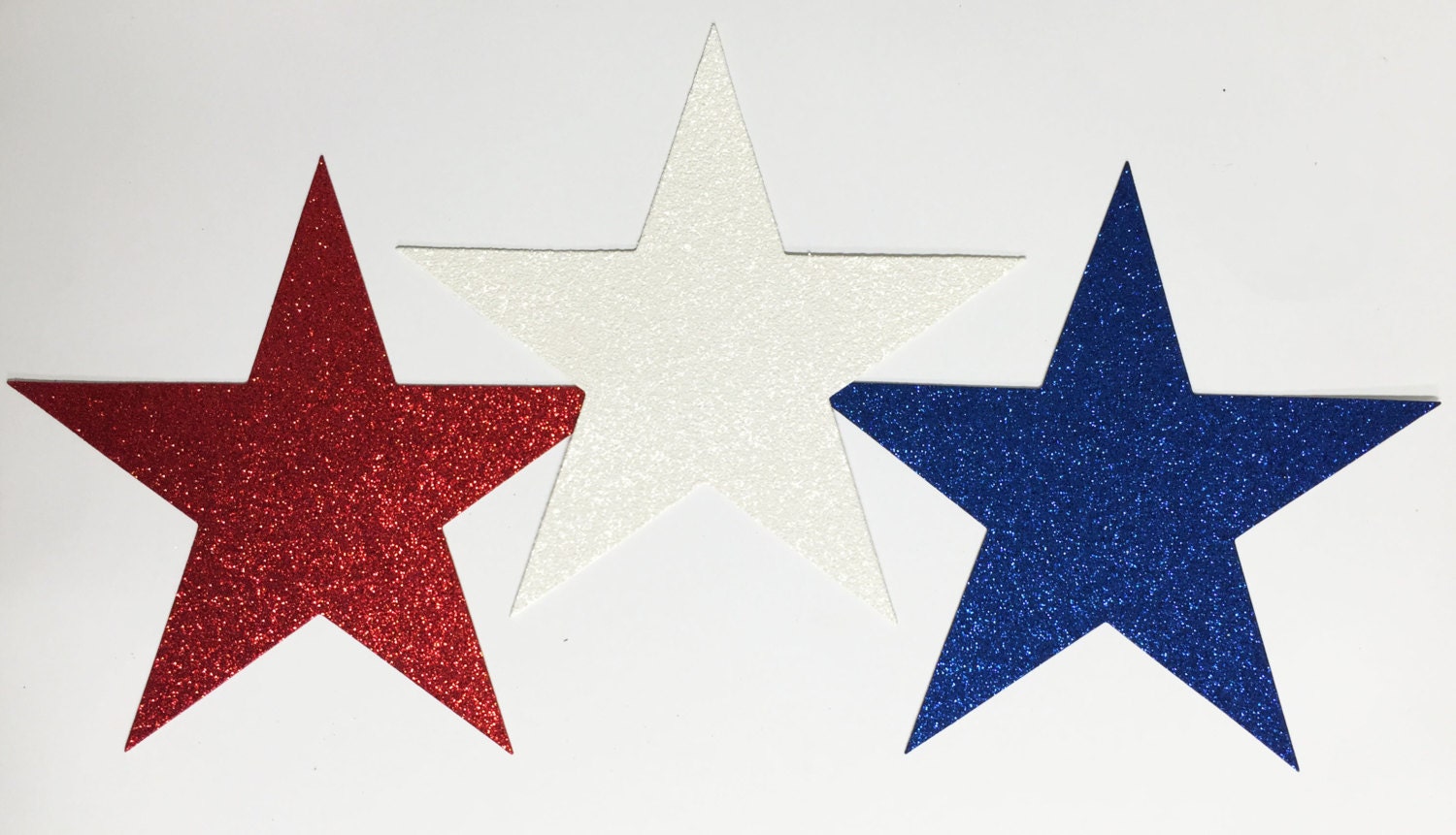 Giant Glitter Star Die Cuts Red White Blue 7-3/4 Inch Size