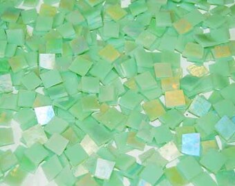 Mini Mint Green Iridescent Stained Glass Mosaic Tiles