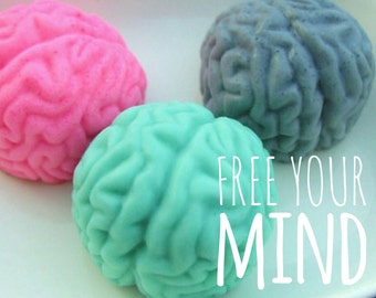 Halloween gift set. BAG OF BRAINS Soaps. Halloween gift. Zombie approved. Gag gift. Medical Student gift. Smart thinker. Cranium. Geekery