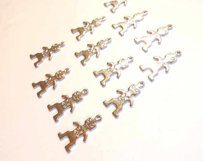 12 or 6 Pairs of Silver-tone Tribal Man Charms