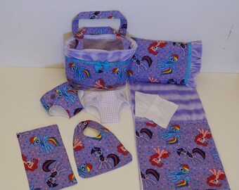 Bitty Baby Basics in My Little Pony - Diaper Bag and Diapers with Blanket and Pillow