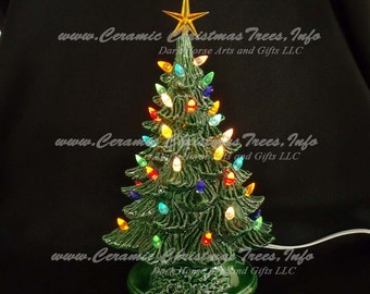 Vintage Style Ceramic Christmas Tree w/ Music Box 11 In