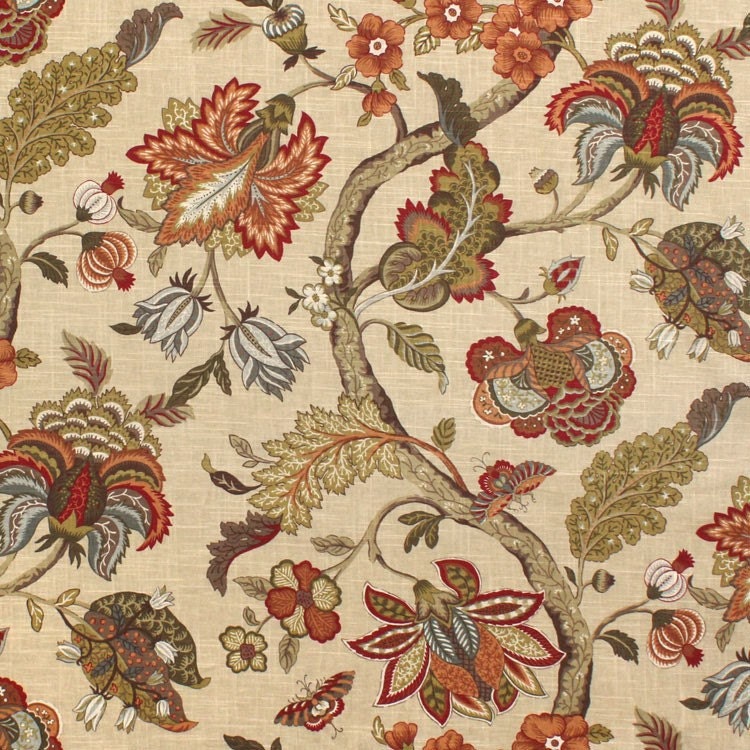 Jacobean Floral Curtain Panels Autumn/Fall Home Decor