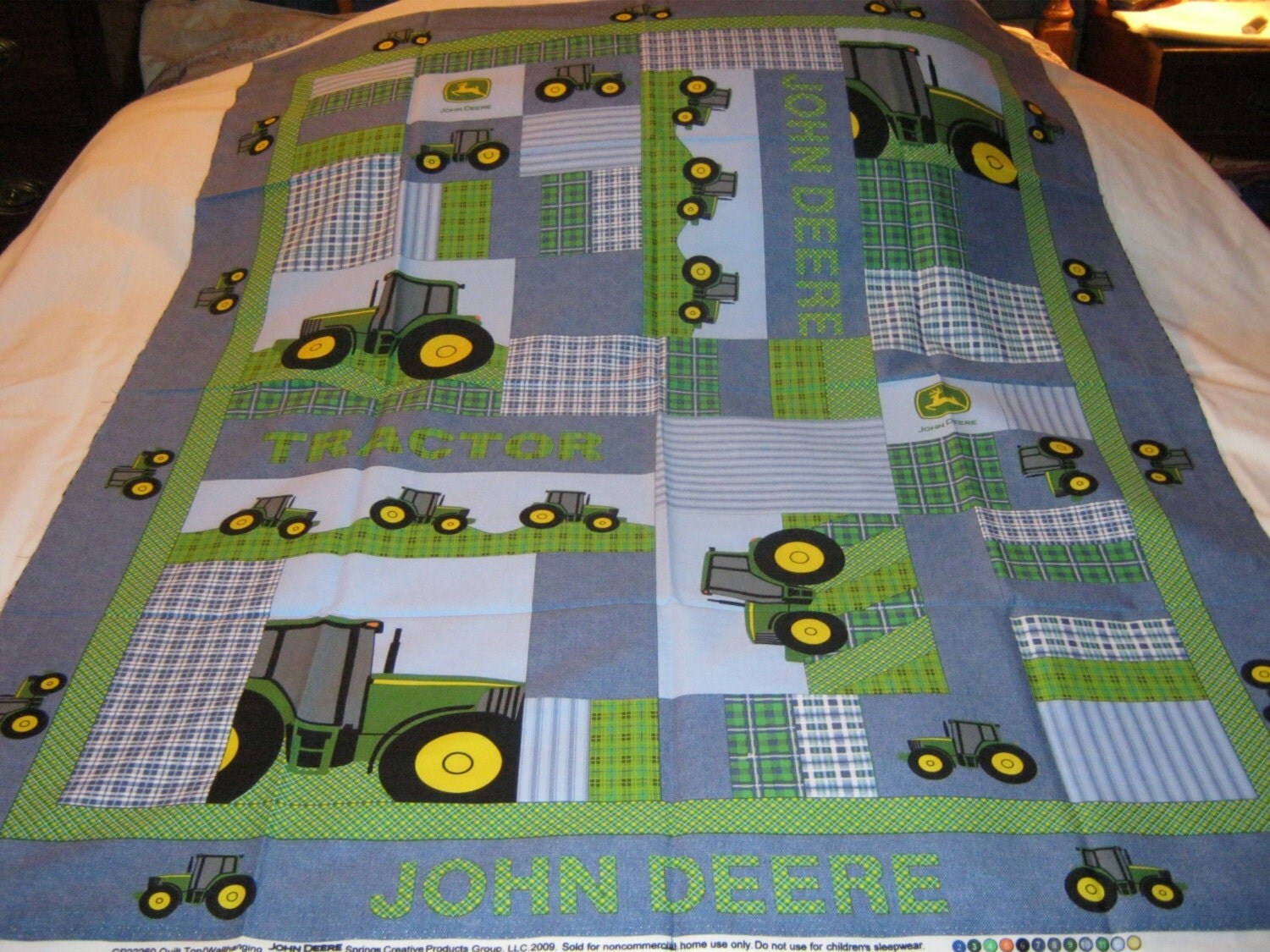 Baby John Deere Tractors Patchwork Cotton Quilt Fabric