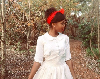Tannie, Ivory Vintage Inspired Dress, Peter Pan Collar, 3/4 sleeves, custom made