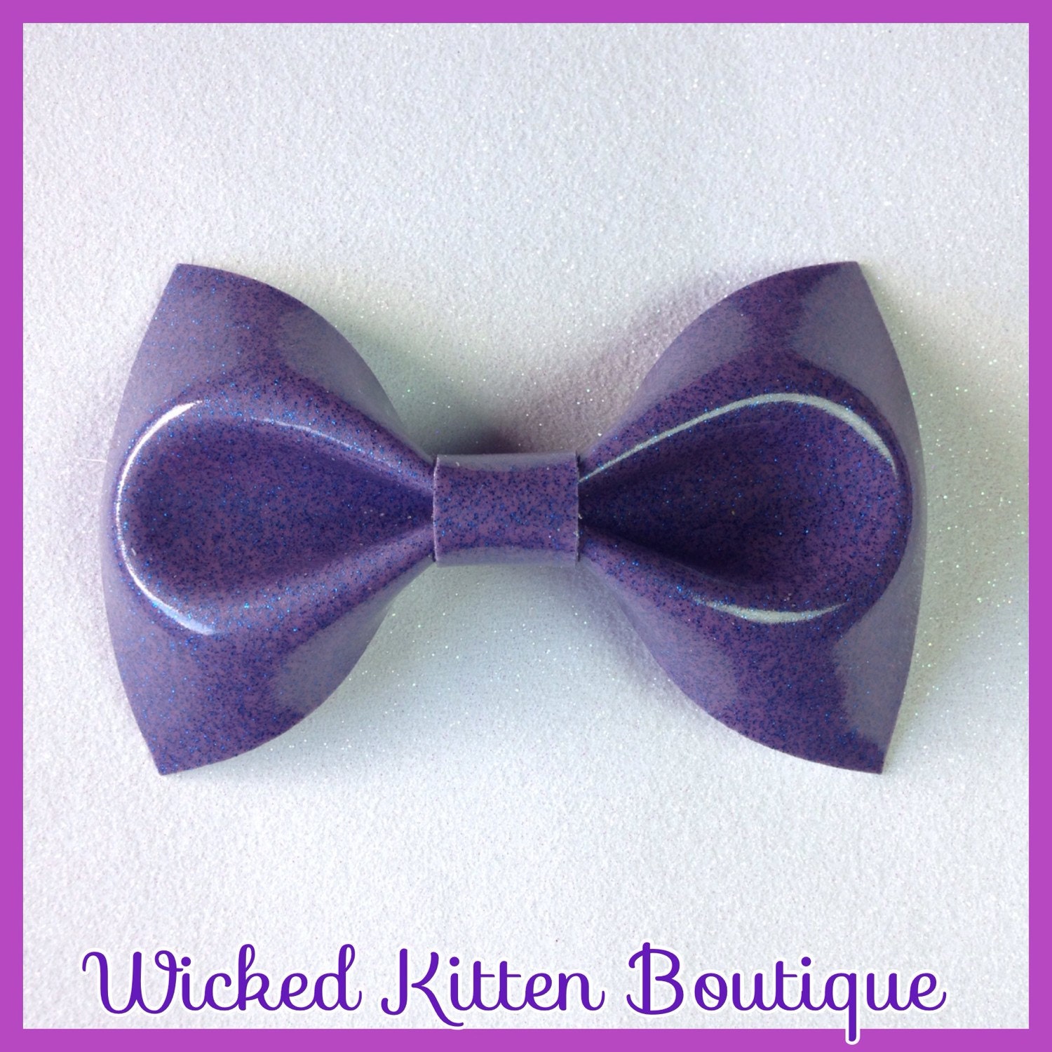 Rockabilly Wedding Hair Bow Periwinkle Glitter Vinyl Hair Bow