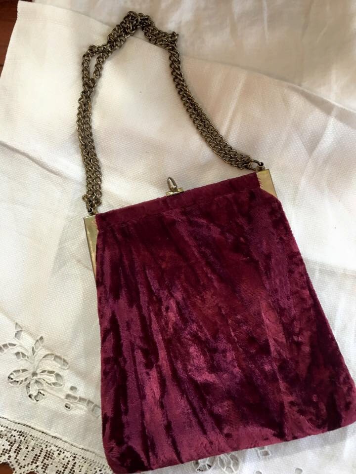 Vintage Purse crushed velvet Handbag Art by Pickersistersyorktwn