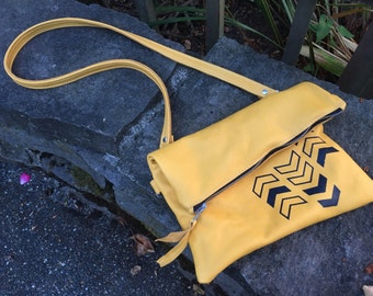 FOLDOVER CLUTCH - foldover crossbody bag - customizable clutch - leather clutch purse - leather zippered clutch - leather foldover clutch